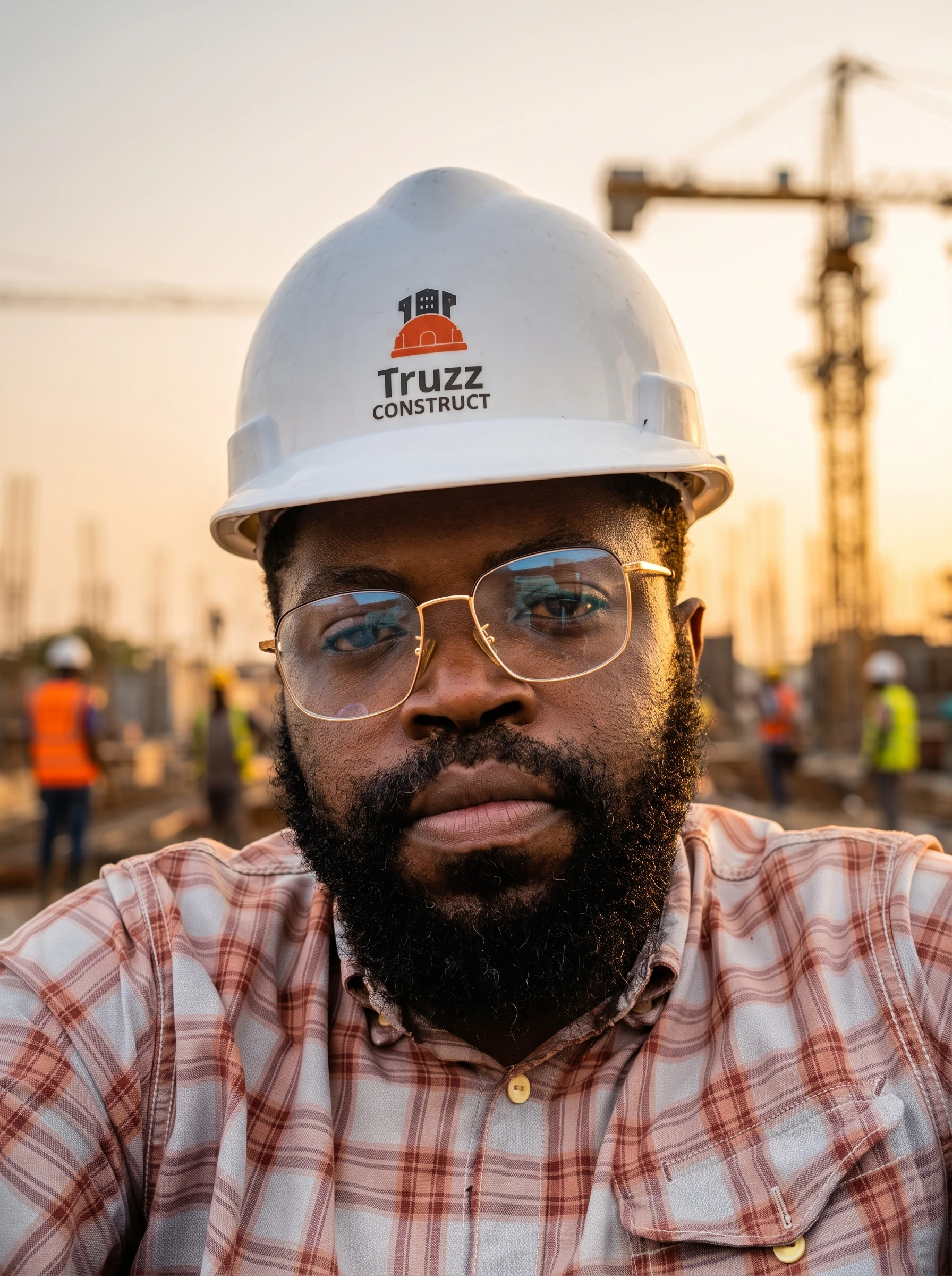 Michael Oduntan, founder of Truzz Construct, at an active construction site