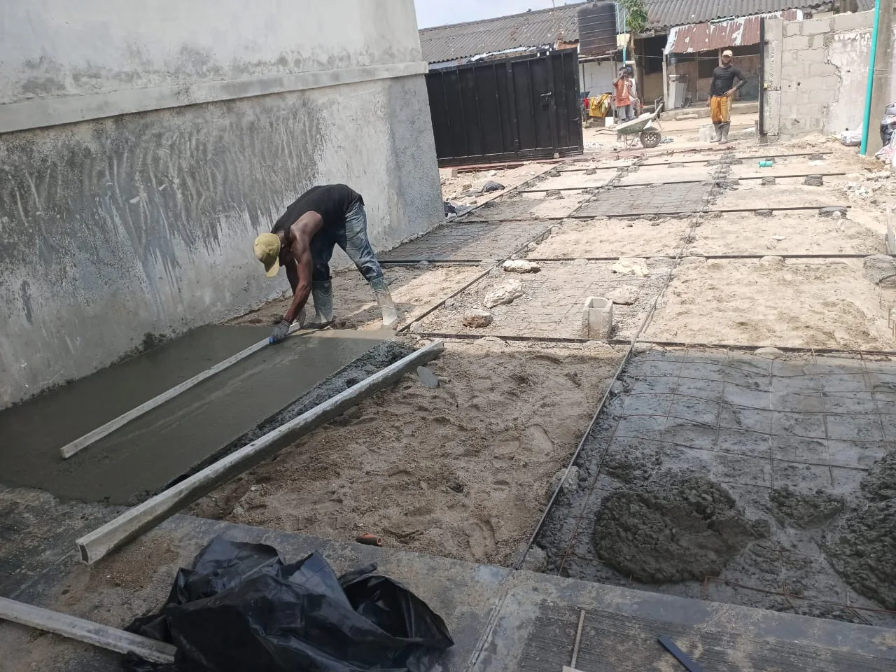 Concrete hardscape surfacing in progress. View 01.