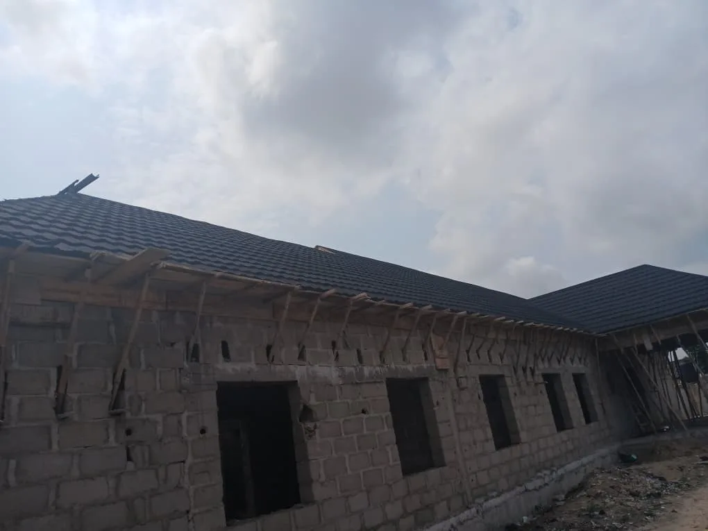 Roof covering and later exterior condition. View 01.